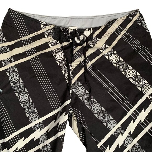 Quiksilver Boardshorts Swim Trunks 38 Black Hook Loop Tie Mesh Cargo Pocket - Picture 2 of 8